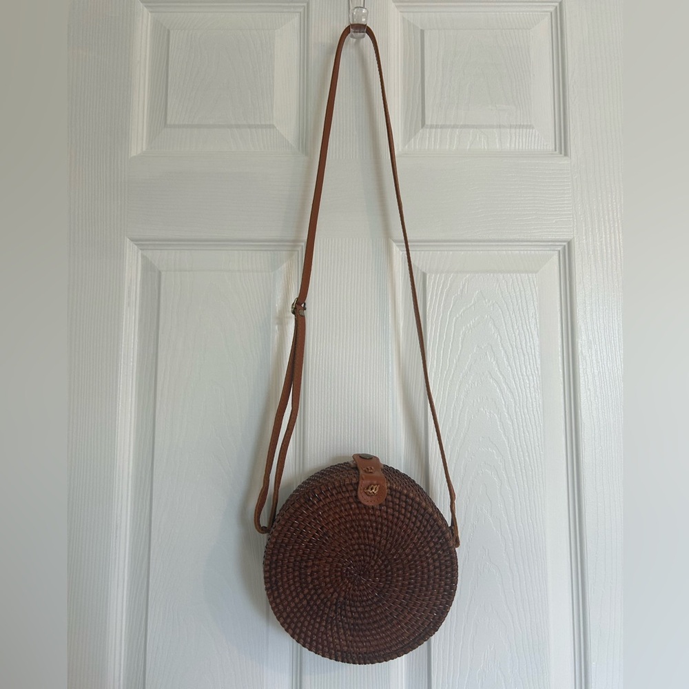 Brown Woven Crossbody Bag